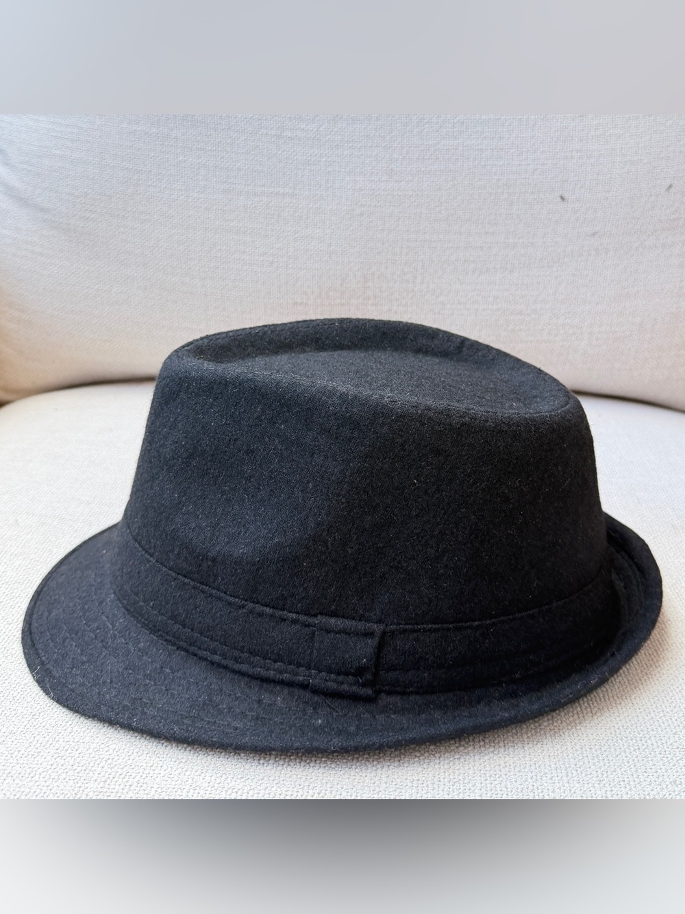 Manhattan Black Felt Fedora Trilby Hat Short Brim Classic Men’s